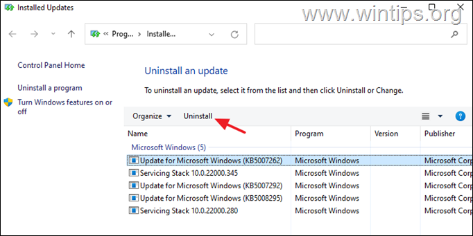 How to uninstall Windows Updates