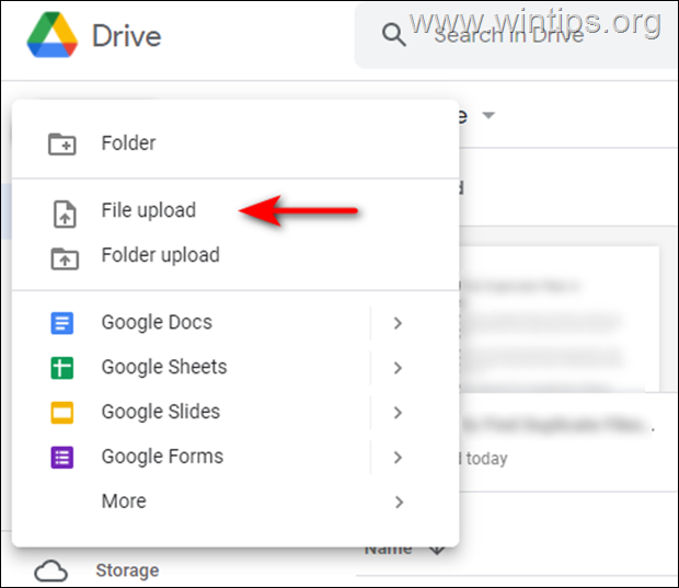 File upload to Google Drive
