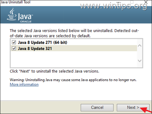 Java Uninstall Tool