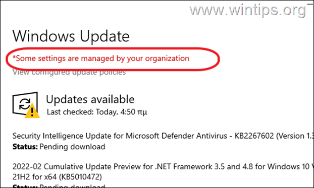 FIX: Some settings are managed by your organization in Windows Update