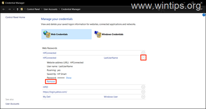 How to Remove Web or Windows Credentials on Windows 10.