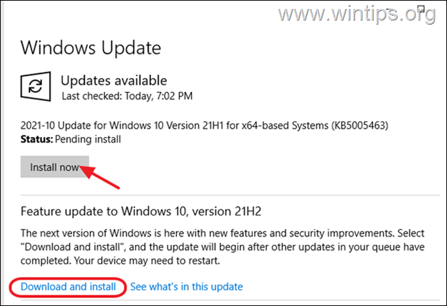 Check for Windows 10 updates