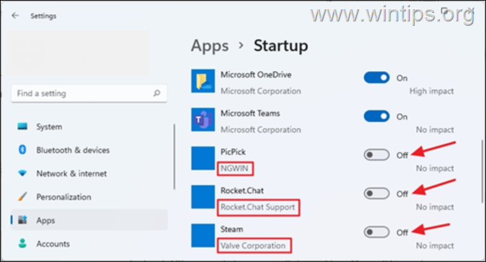 Disable Startup Apps Windows 11