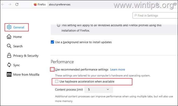 Disable Firefox Hardware Acceleration