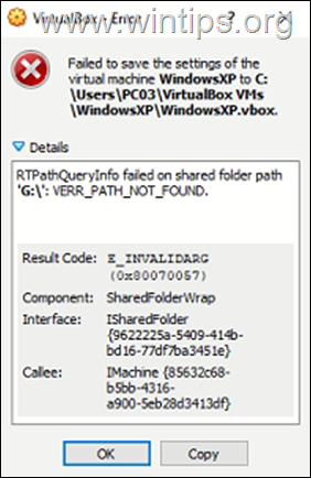 Failed to fix VirtualBox RTPathQueryInfo on shared folder path