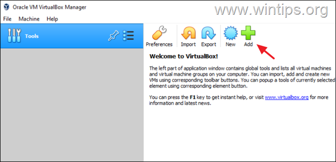 VirtualBox Manager Document is empty