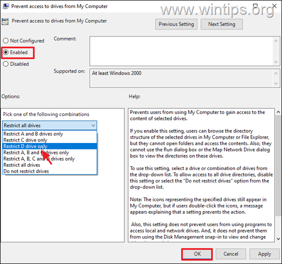 prevent users from accessing the driver group policy
