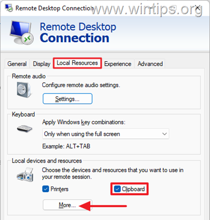 Enable remote desktop Cliboard (copy-paste)
