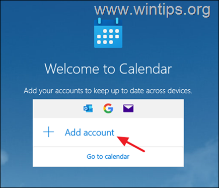 add account - calendar app