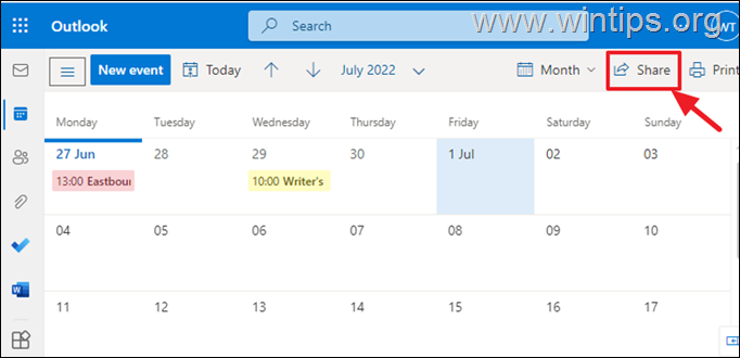 Share your calendar in Office365 - Outlook.com