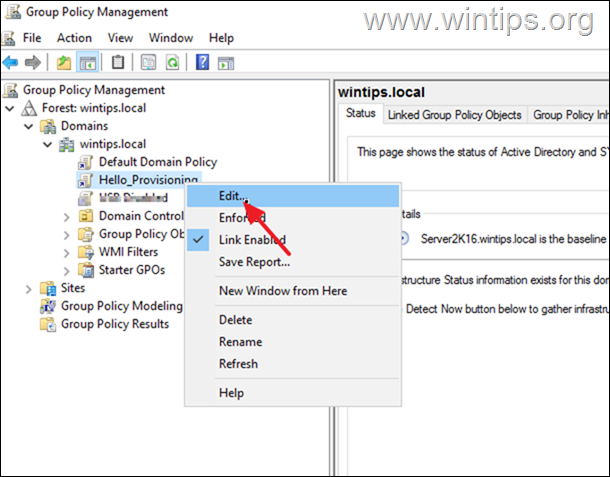 Enable Windows Hello for Business in Group Policy