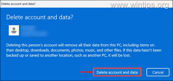 delete acount and data windows 11