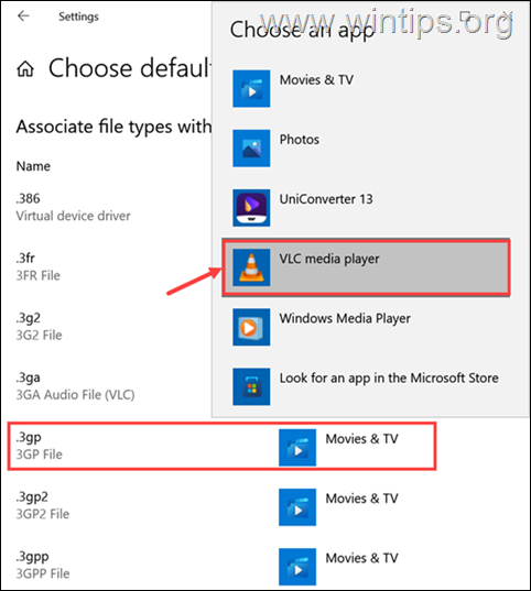 Change file associations Windows 10