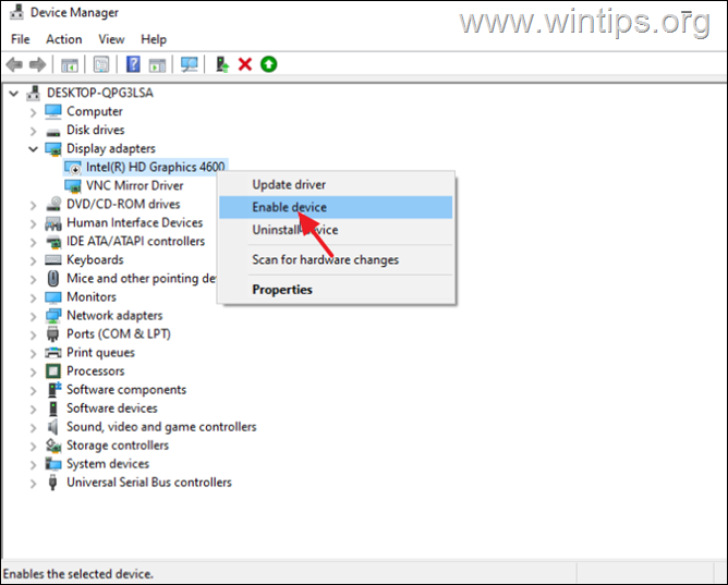 Hw to Enable Device in Device Manager