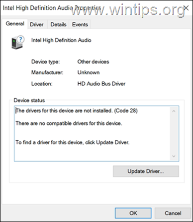 Code 28 on Intel High Definition Audio (Drivers Are Not Installed Code 28)