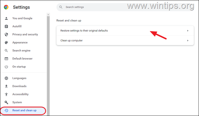 Restore Chrome Settings to defaults