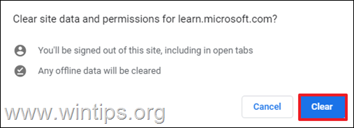 clear site data and permissions chrome