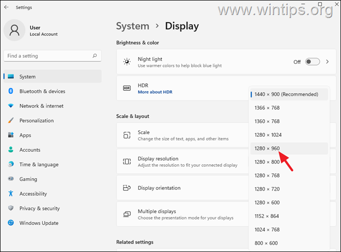 Change Display Resolution on Windows 11