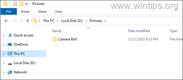 Change Camera Roll folder