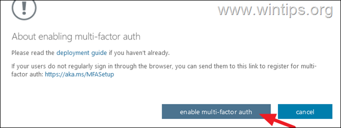 Enable Multi-factor authentication Microsoft 365 Admin Center