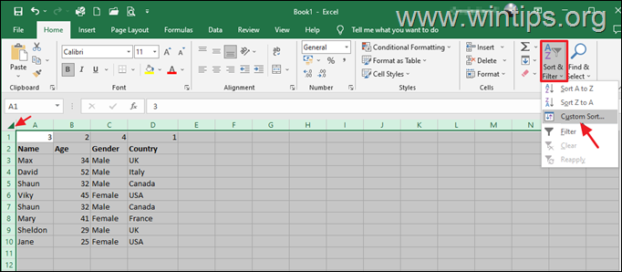 How to Move Columns in Excel with Data Sort