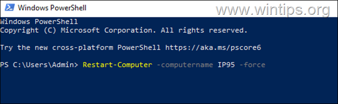 how to restart a remote computer from powershell