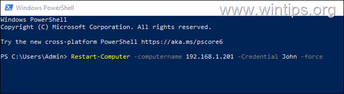 how to restart a remote pc from powershell