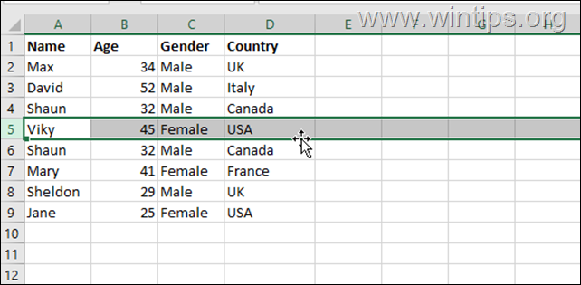 How to Move a Row in Excel