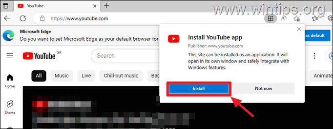  Install YouTube App in Edge on Windows 11/10