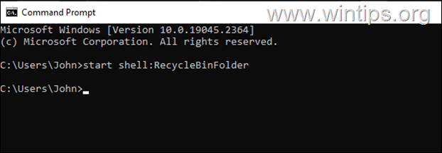 Open Recycle Bin from Command Prompt
