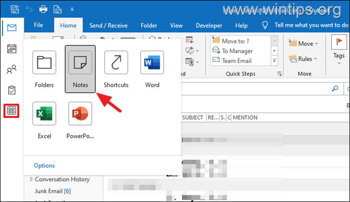 How to access Sticky Notes in Outlook desktop app: