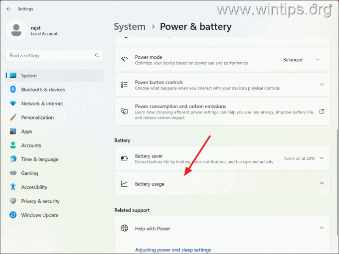 Battery usage - Windows 11