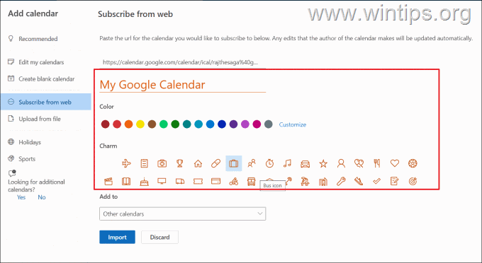 Sync Google Calendar to Outlook.com