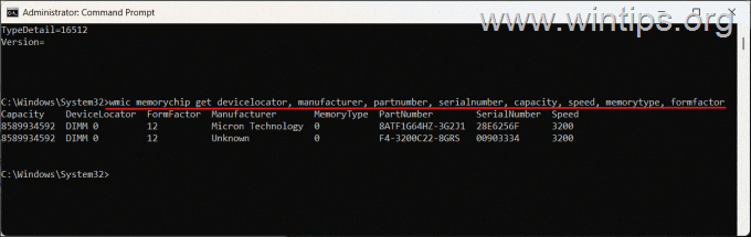 Find Ram type, model, speed in command prompt