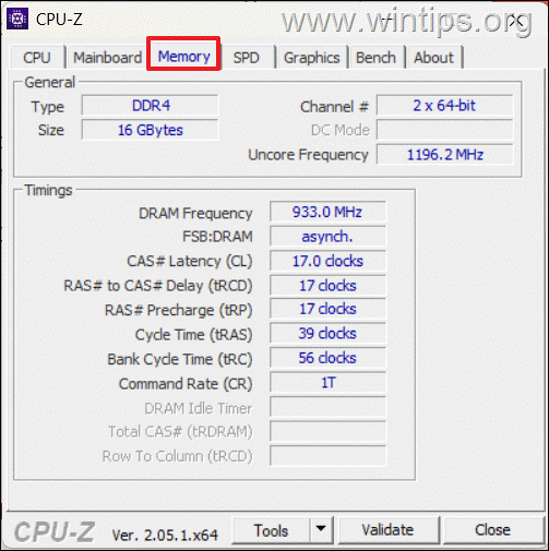 Find Memory Specs with CPU-Z