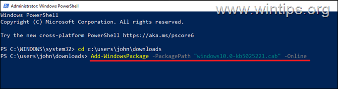 How to install CAB files from Powershell on Windows 11/10