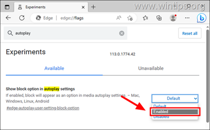 Disable Autoplay VIdeos in Edge 