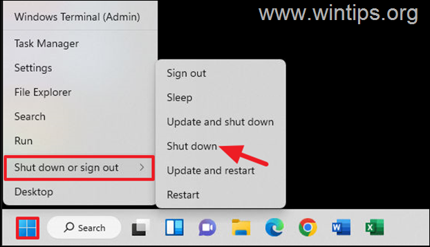 Windows 10/11 Shut down without update 