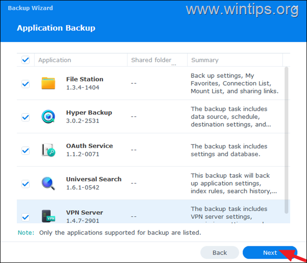Backup Synology NAS applications to USB
