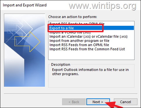 How to Export Outlook emails and data to an Outlook PST Data file. 