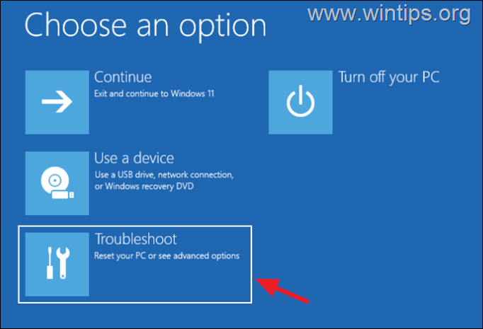 Reinstall Windows 11 from Advanced Startup options-menu