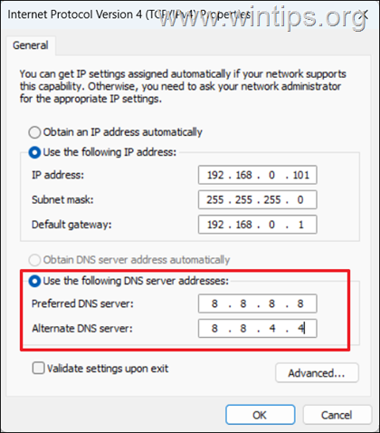 Set Preferred DNS Server Address