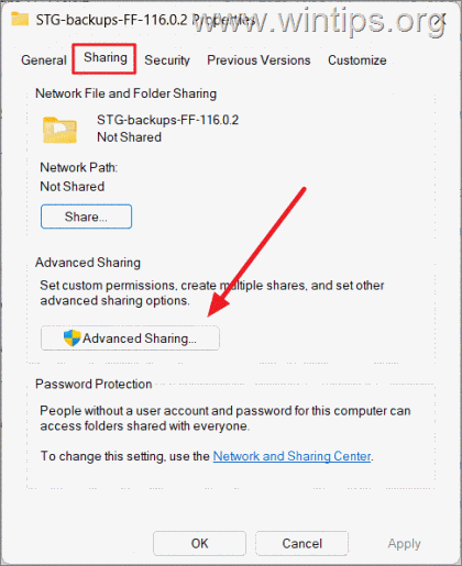 Advanced Sharing Windows 11