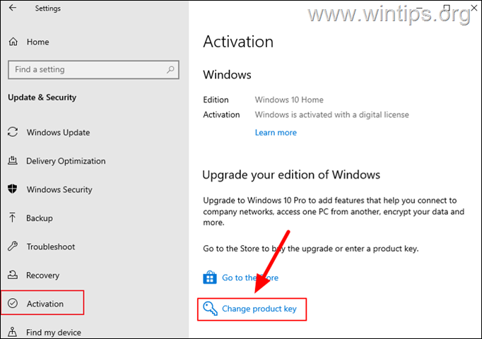 Change Windows product key