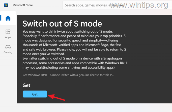 switch out of Windows 11 S Mode