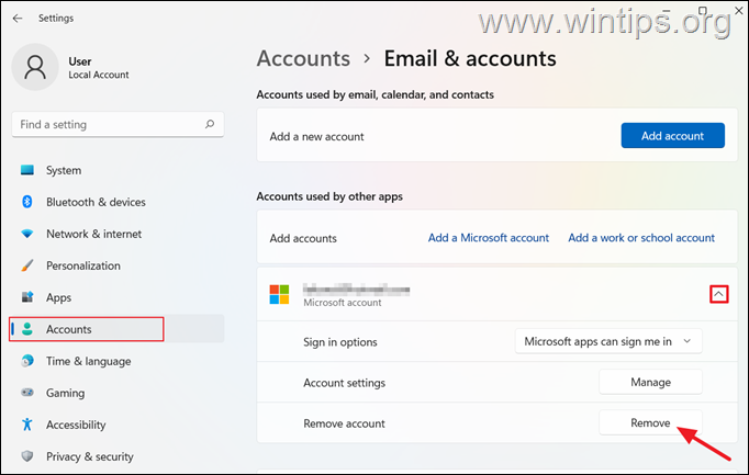 Remove Microsoft Account Windows 11