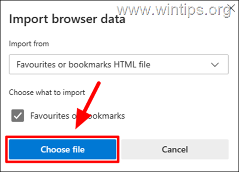 Import Microsoft Edge Bookmarks HTML file