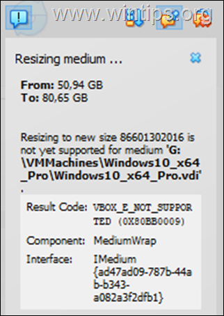 Resizing to new size is not yet supported