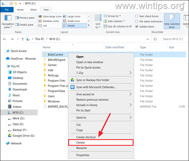 How to delete $GetCurrent folder on Windows 10/11