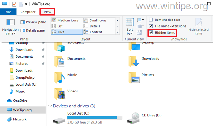 View Hidden Folders and files